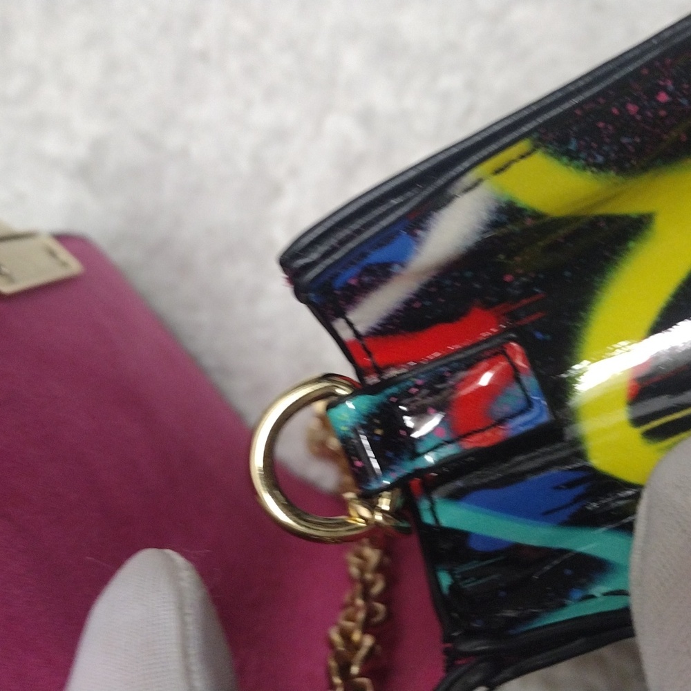 Betsey Johnson Graffiti Hearts Small Bow Flap Crossbody Purse - Picture 15 of 16
